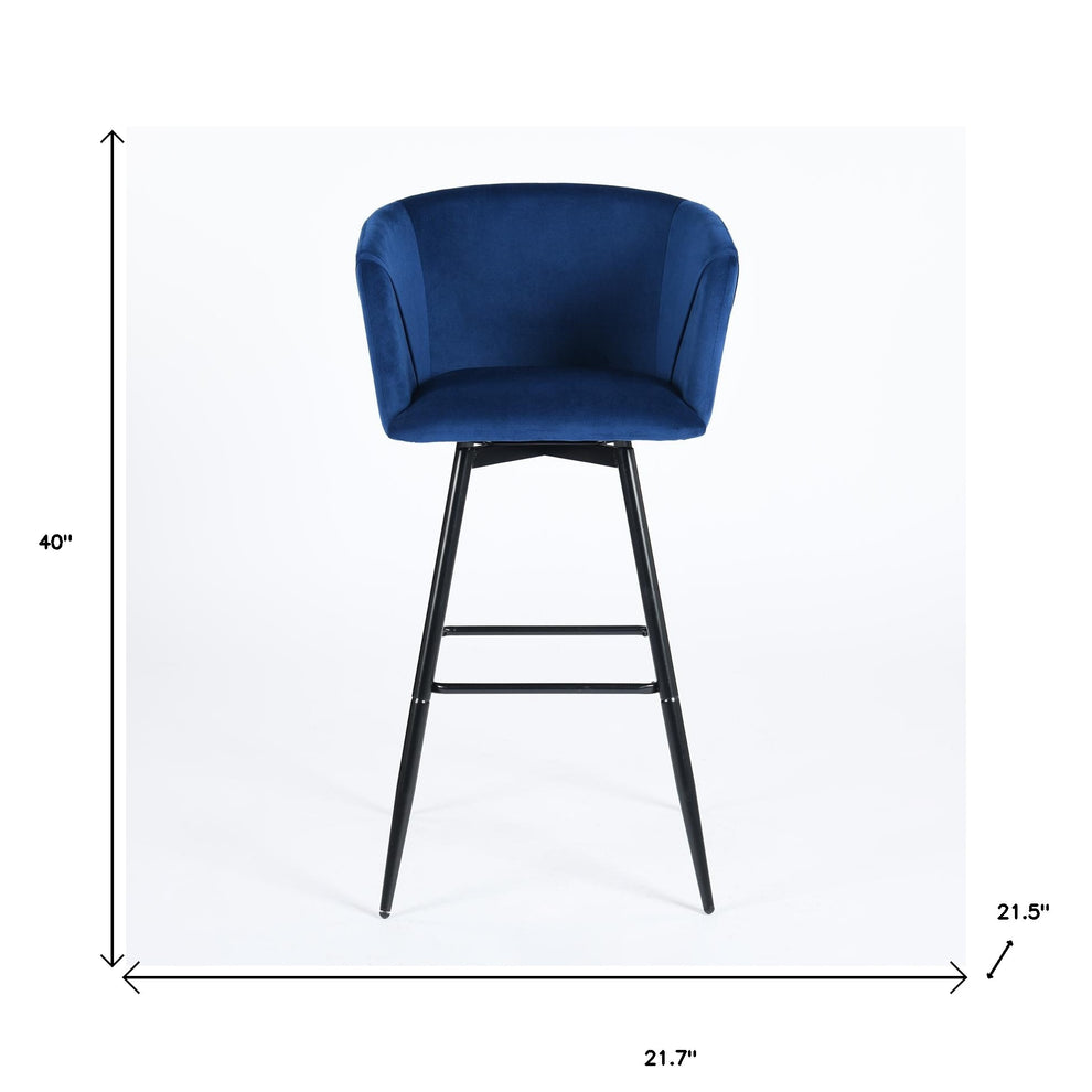 Set of Two Rose And Black Velvet And Steel Low Back Bar Height Bar Chairs By Homeroots | Bar Stools | Modishstore - 6