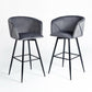 Set of Two Gray And Black Velvet And Steel Low Back Bar Height Bar Chairs By Homeroots | Bar Stools | Modishstore - 5