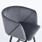 Set of Two Gray And Black Velvet And Steel Low Back Bar Height Bar Chairs By Homeroots | Bar Stools | Modishstore - 2
