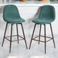 Set of Two Green And Brown Velvet And Steel Counter Height Bar Chairs By Homeroots | Bar Stools | Modishstore - 1
