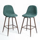 Set of Two Green And Brown Velvet And Steel Counter Height Bar Chairs By Homeroots | Bar Stools | Modishstore - 4