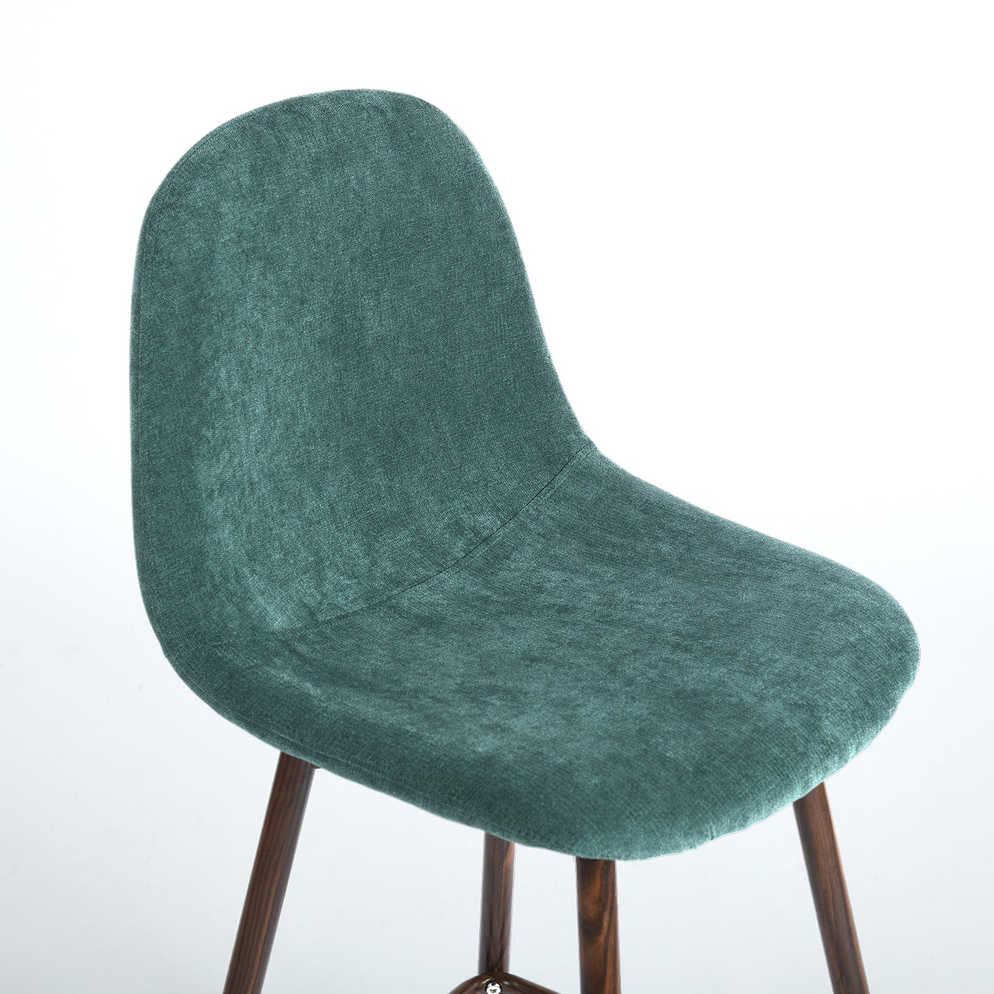 Set of Two Green And Brown Velvet And Steel Counter Height Bar Chairs By Homeroots | Bar Stools | Modishstore - 3