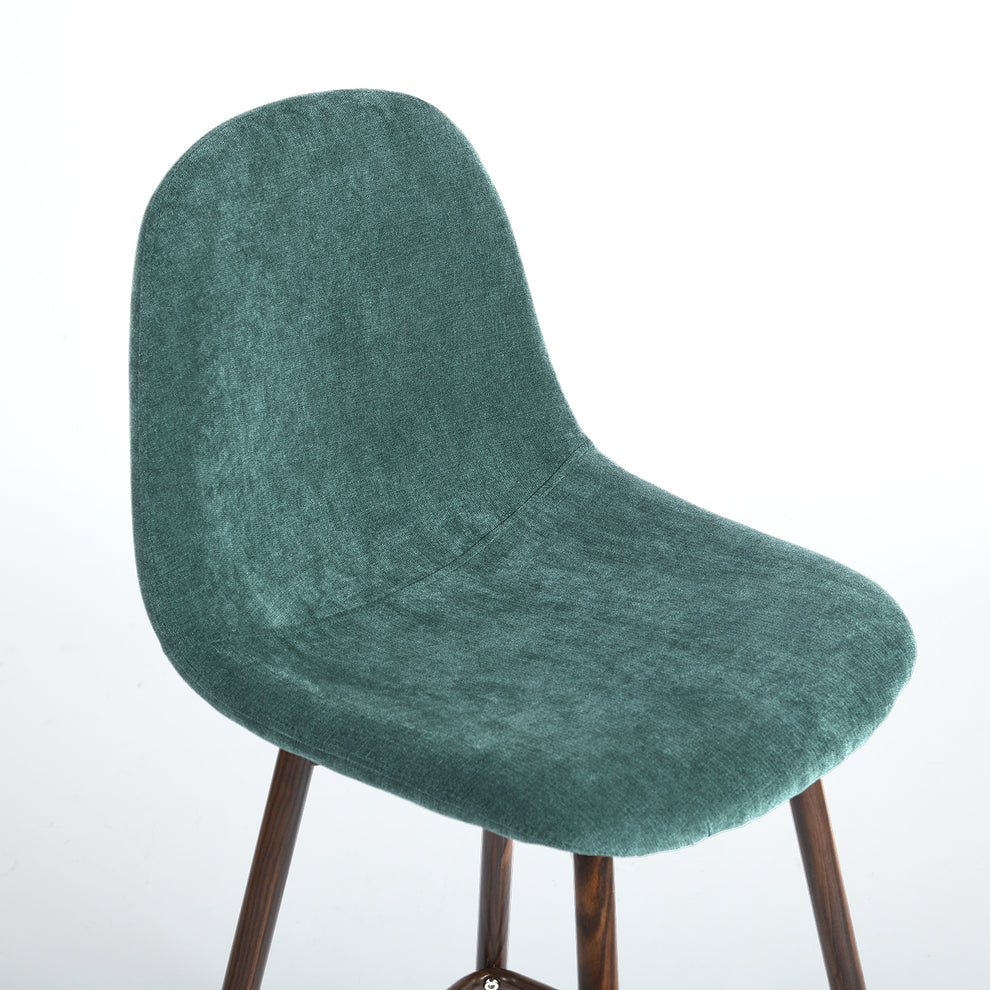 Set of Two Green And Brown Velvet And Steel Counter Height Bar Chairs By Homeroots | Bar Stools | Modishstore - 3