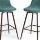 Set of Two Green And Brown Velvet And Steel Counter Height Bar Chairs By Homeroots | Bar Stools | Modishstore - 2