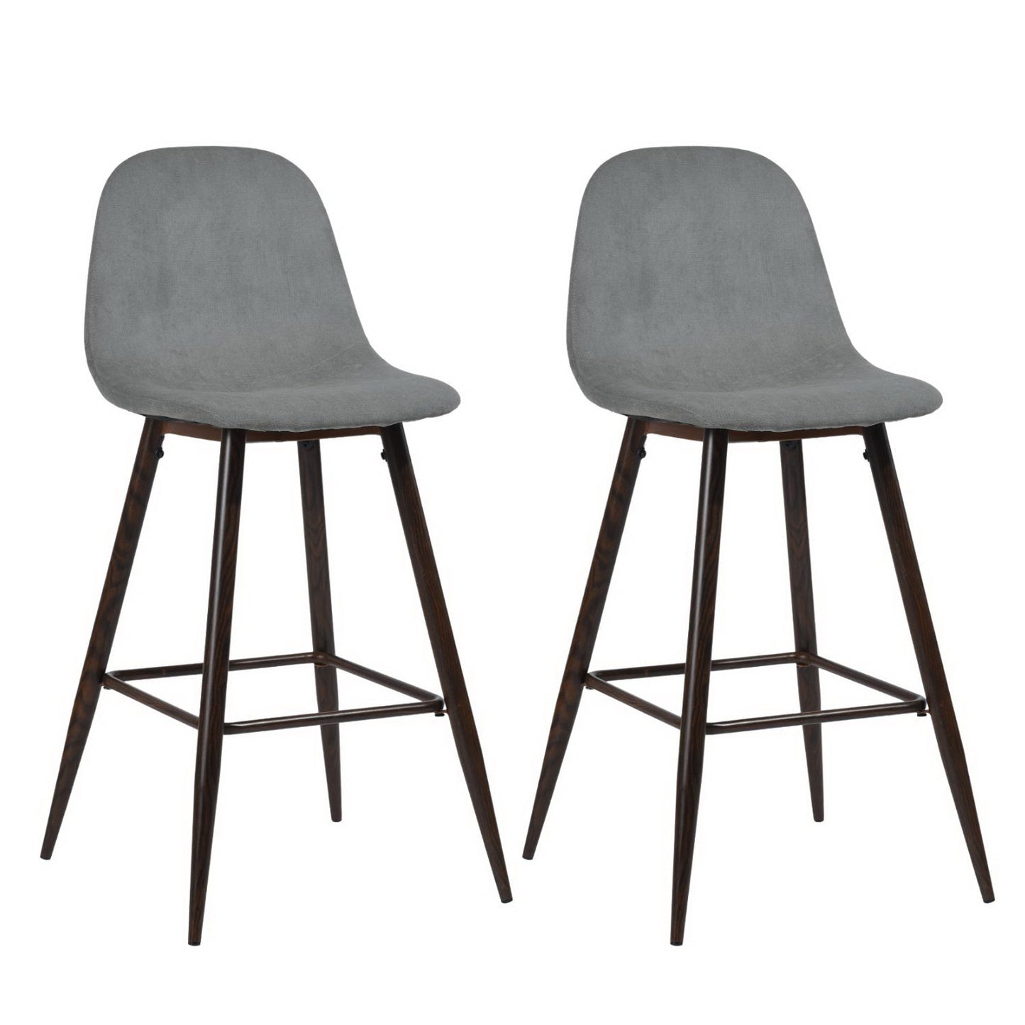 Set of Two Gray And Gold Steel Counter Height Bar Chairs By Homeroots | Bar Stools | Modishstore - 2