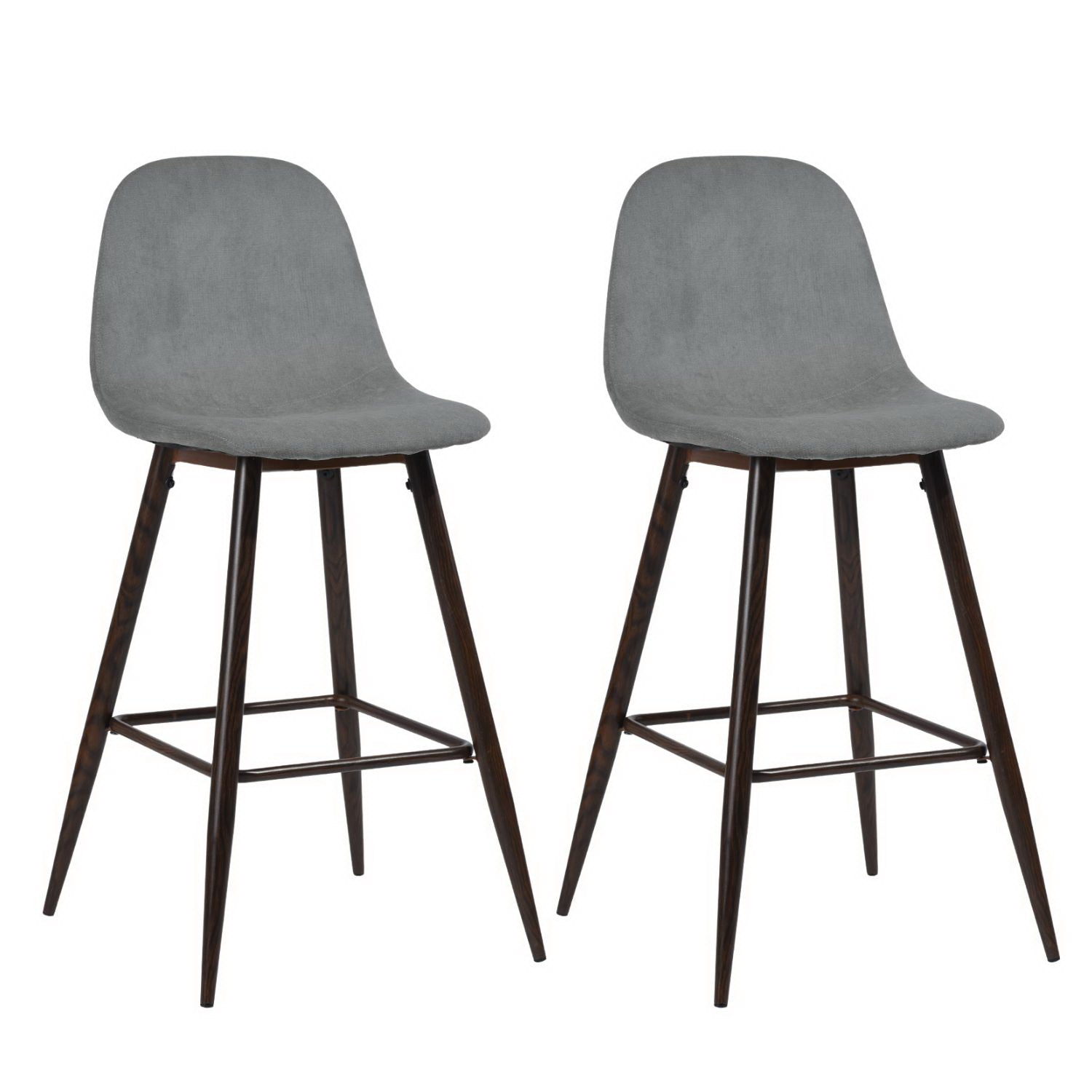 Set of Two Gray And Gold Steel Counter Height Bar Chairs By Homeroots | Bar Stools | Modishstore - 2