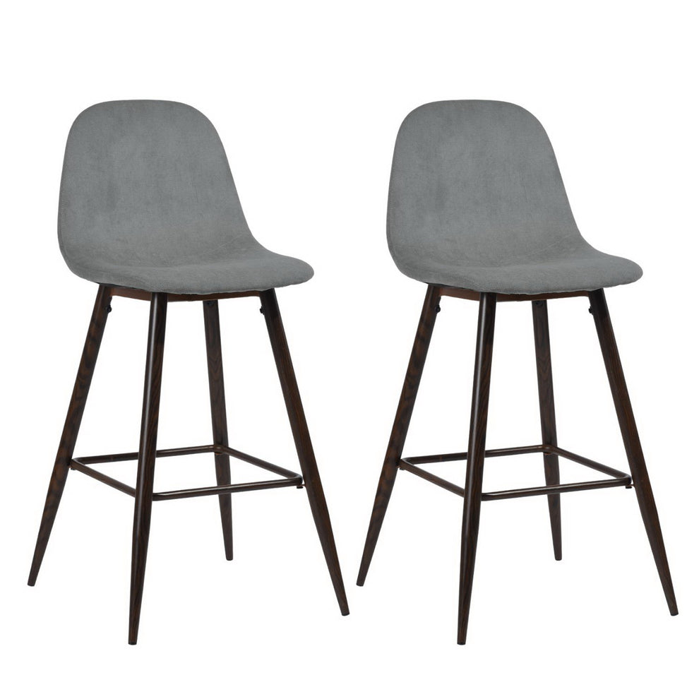 Set of Two Gray And Gold Steel Counter Height Bar Chairs By Homeroots | Bar Stools | Modishstore - 2