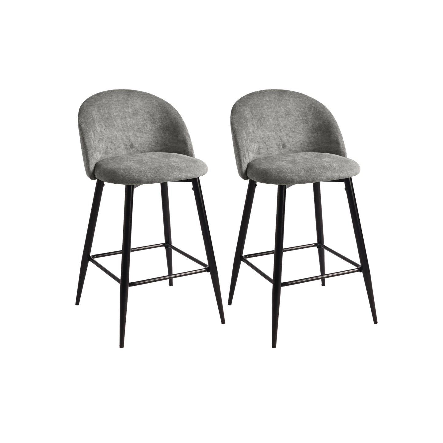 Set of Two Gray And Black Steel Low Back Counter Height Bar Chairs By Homeroots | Bar Stools | Modishstore - 2
