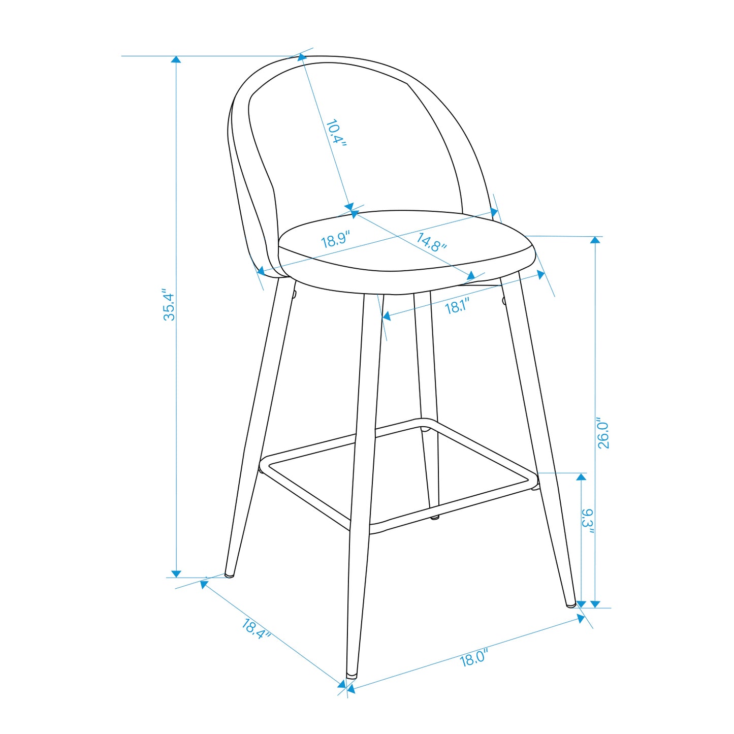 Set of Two Gray And Black Steel Low Back Counter Height Bar Chairs By Homeroots | Bar Stools | Modishstore - 5