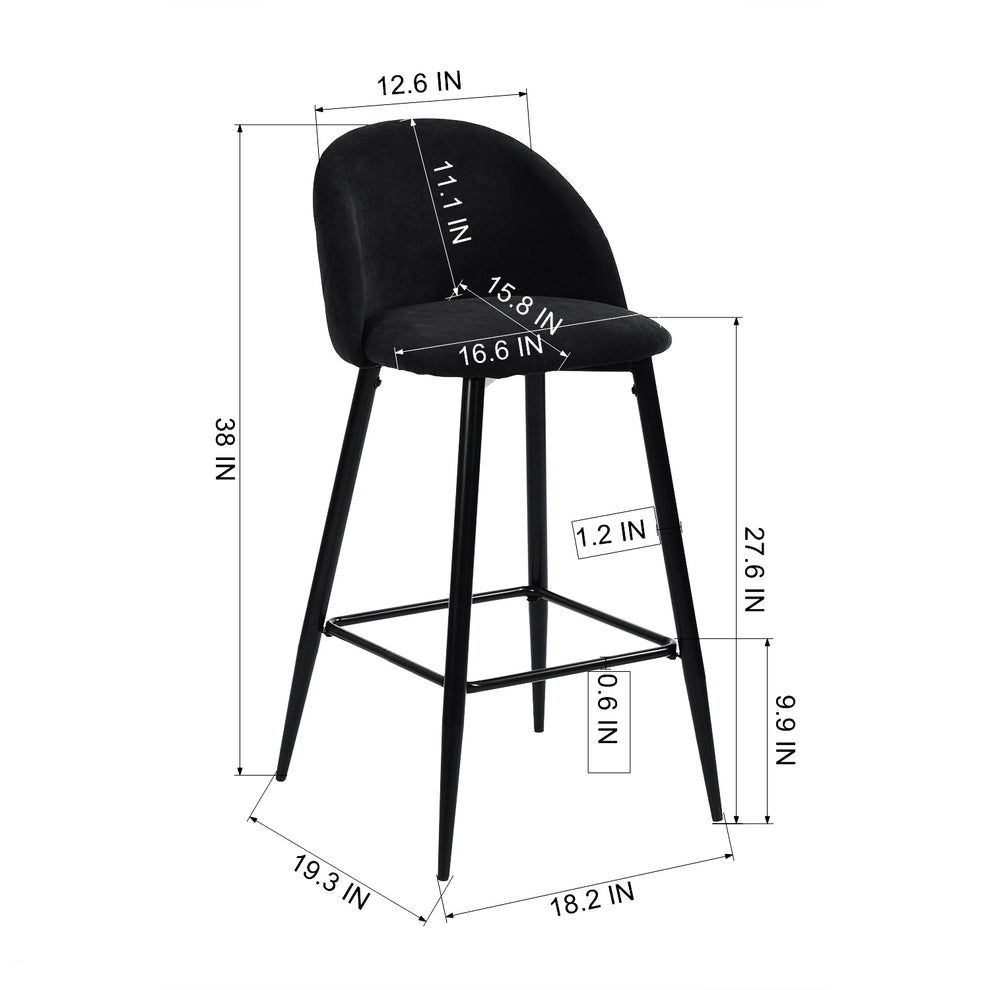 Set of Two Blue And Black Steel Low Back Counter Height Bar Chairs By Homeroots | Bar Stools | Modishstore - 4