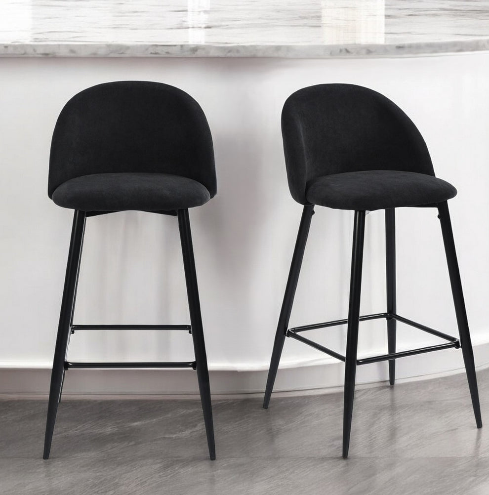 Set of Two Blue And Black Steel Low Back Counter Height Bar Chairs By Homeroots | Bar Stools | Modishstore - 6
