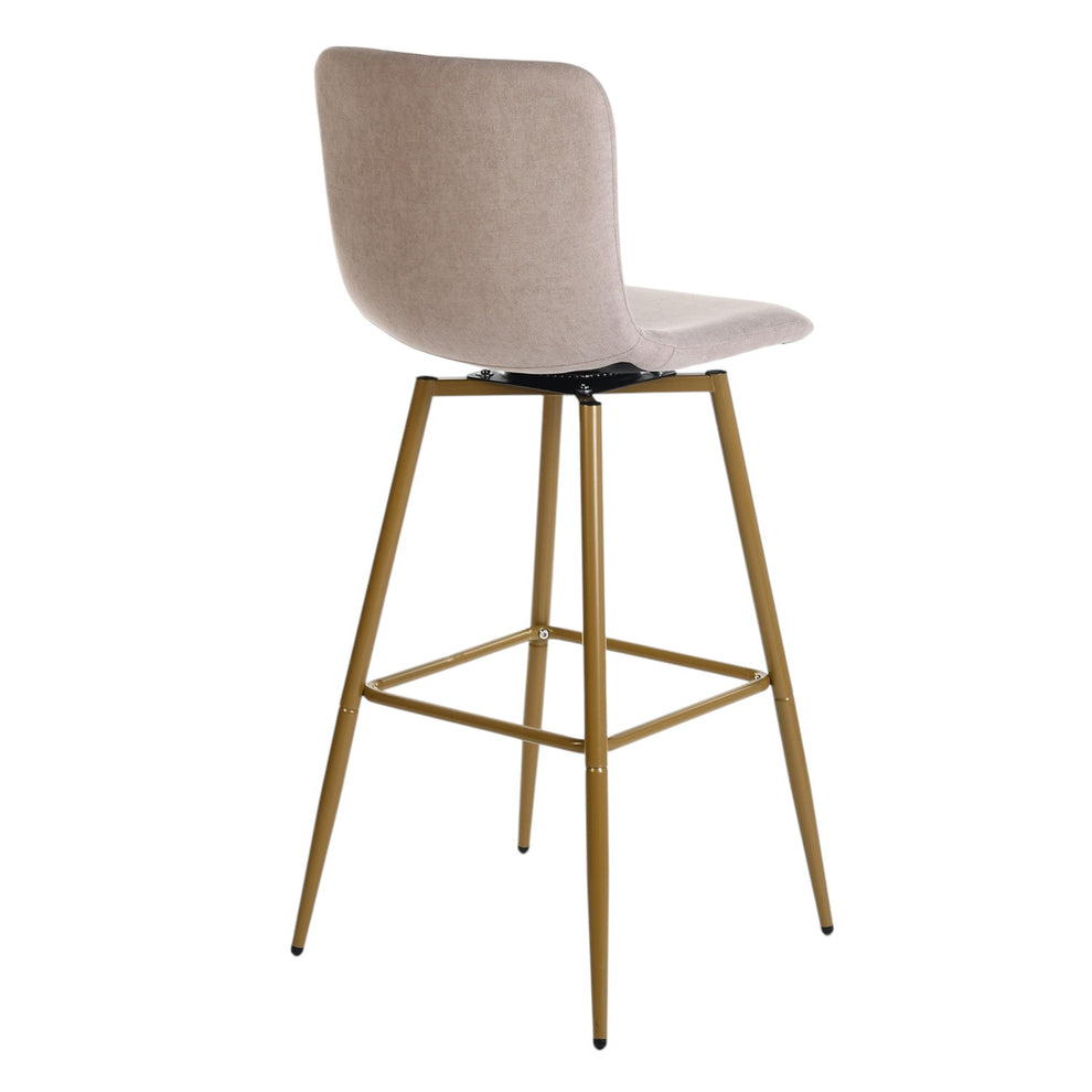 Set of Two Light Taupe and Gold Fabric and Steel Bar Height Swivel Bar Chairs By Homeroots | Bar Stools | Modishstore - 2