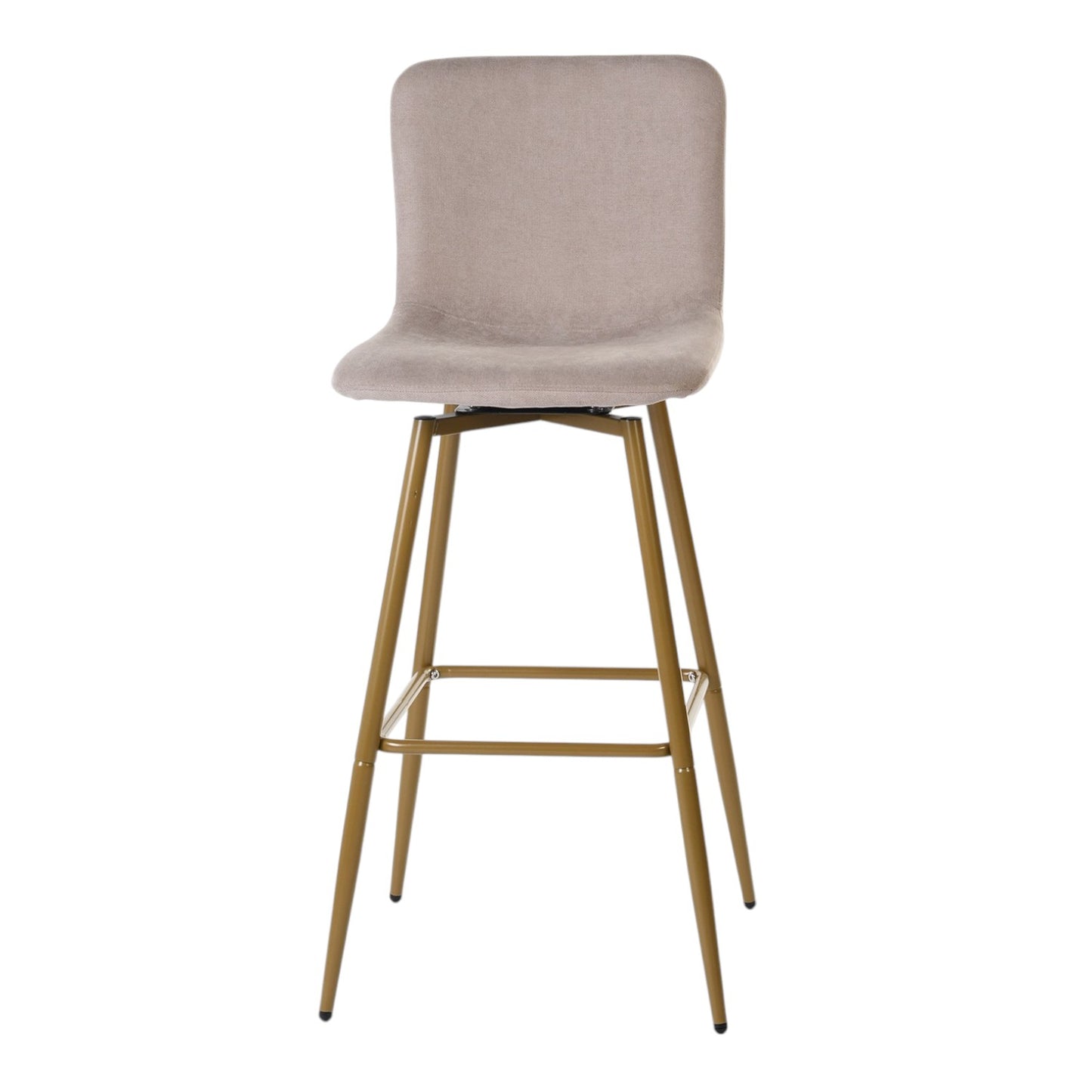 Set of Two Light Taupe and Gold Fabric and Steel Bar Height Swivel Bar Chairs By Homeroots | Bar Stools | Modishstore - 3