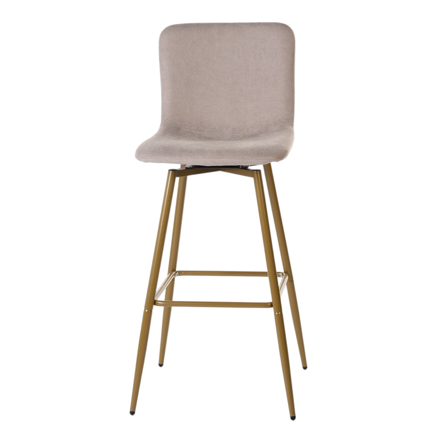 Set of Two Light Taupe and Gold Fabric and Steel Bar Height Swivel Bar Chairs By Homeroots | Bar Stools | Modishstore - 3