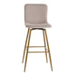 Set of Two Light Taupe and Gold Fabric and Steel Bar Height Swivel Bar Chairs By Homeroots | Bar Stools | Modishstore - 4
