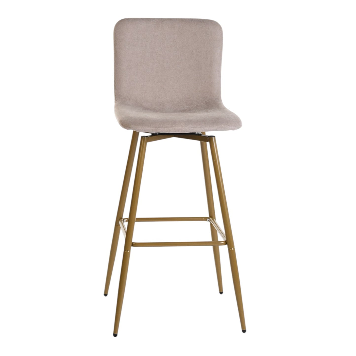 Set of Two Light Taupe and Gold Fabric and Steel Bar Height Swivel Bar Chairs By Homeroots | Bar Stools | Modishstore - 4