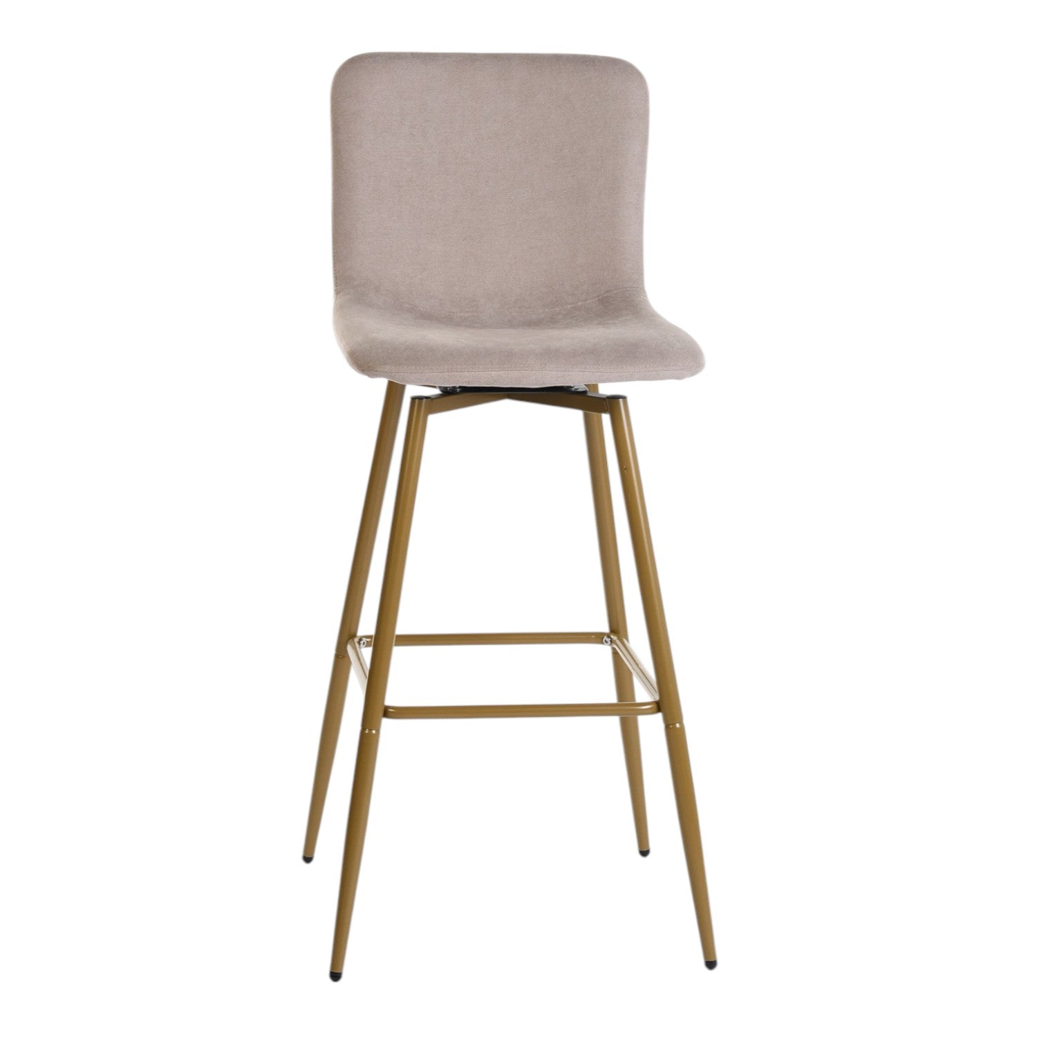 Set of Two Light Taupe and Gold Fabric and Steel Bar Height Swivel Bar Chairs By Homeroots | Bar Stools | Modishstore - 4