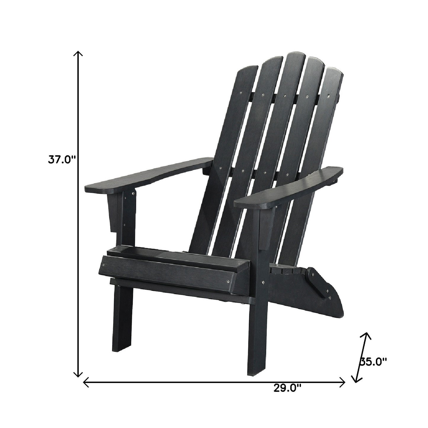 Black Heavy Duty Plastic Indoor Outdoor Adirondack Chair By Homeroots | Outdoor Chairs | Modishstore - 6