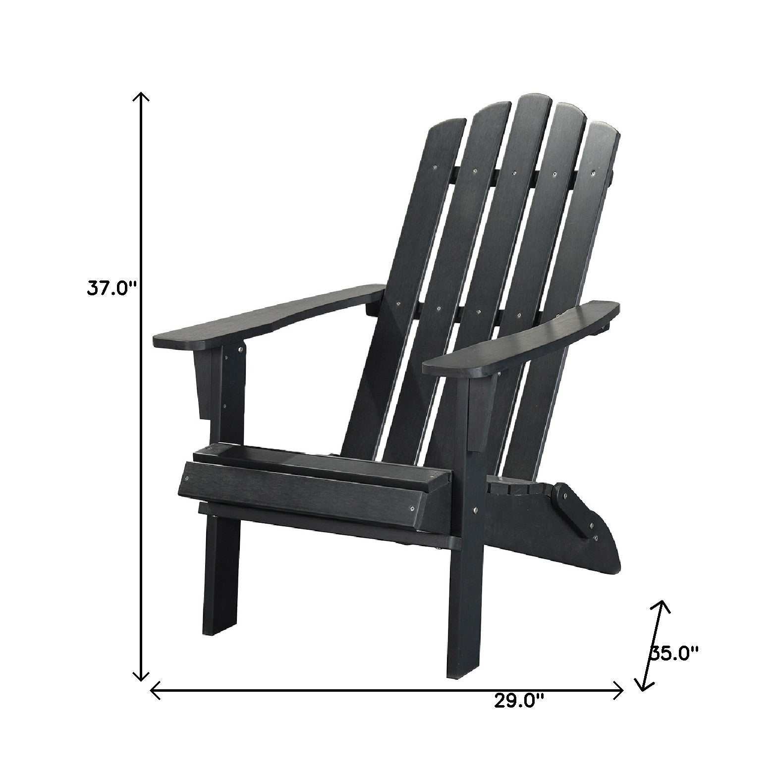 Black Heavy Duty Plastic Indoor Outdoor Adirondack Chair By Homeroots | Outdoor Chairs | Modishstore - 6