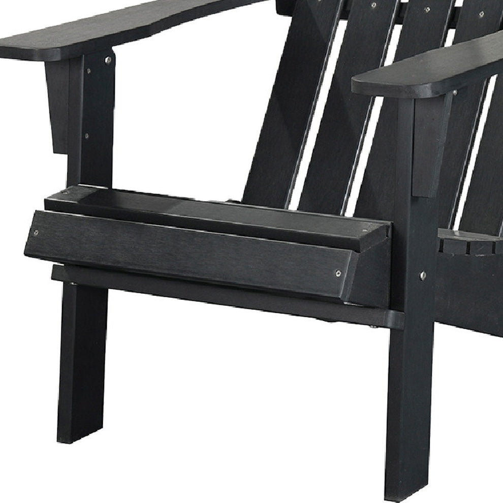 Black Heavy Duty Plastic Indoor Outdoor Adirondack Chair By Homeroots | Outdoor Chairs | Modishstore - 4