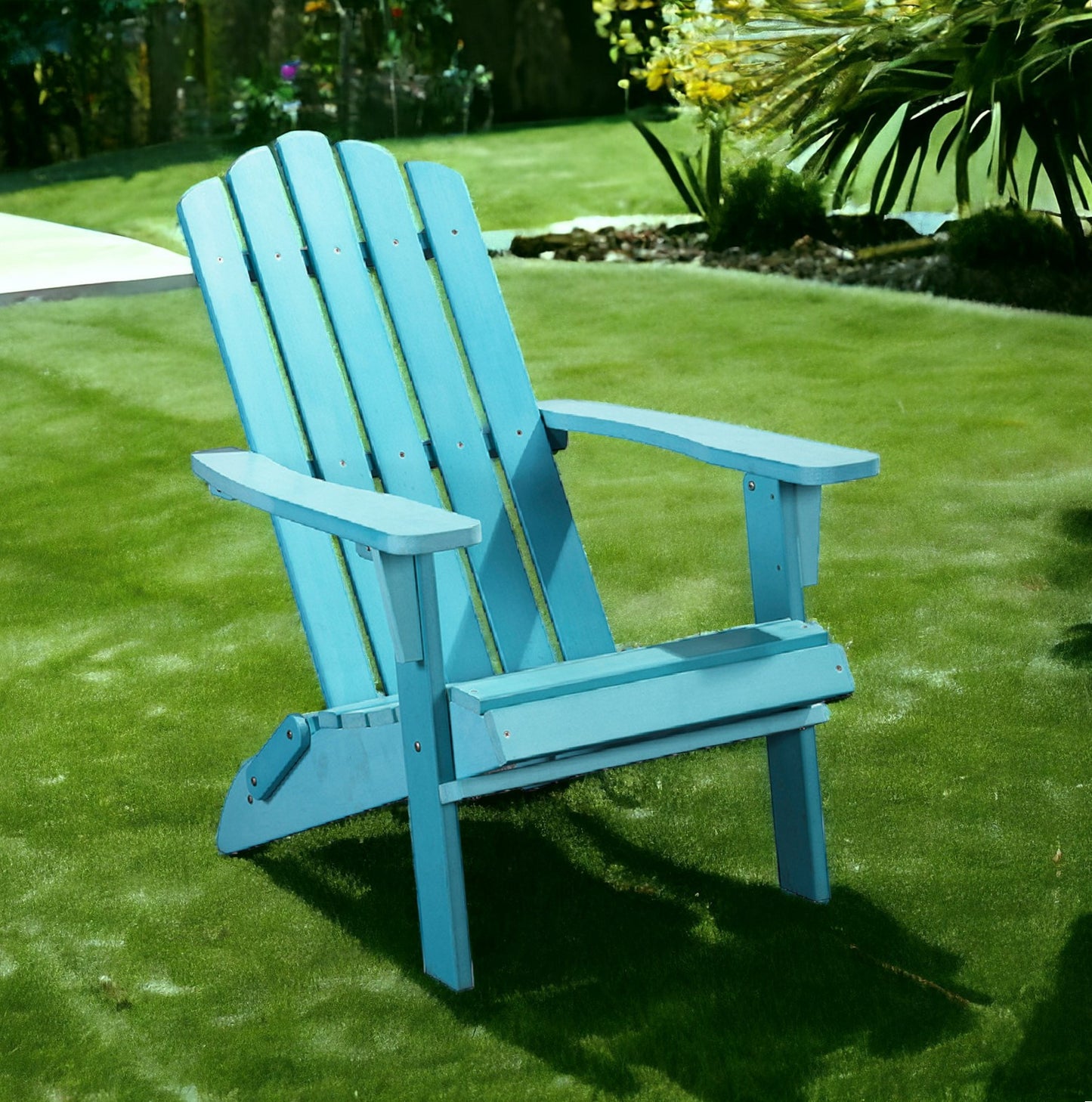 Blue Heavy Duty Plastic Indoor Outdoor Adirondack Chair By Homeroots | Outdoor Chairs | Modishstore - 1