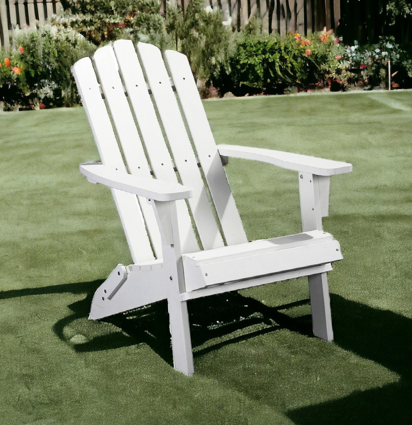 White Heavy Duty Plastic Indoor Outdoor Adirondack Chair By Homeroots | Outdoor Chairs | Modishstore - 1