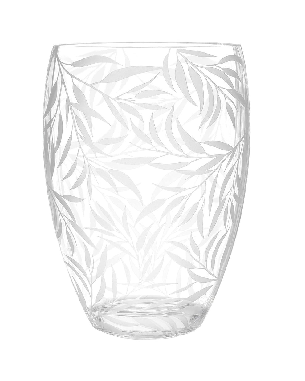 Clear and Frosted Leaf Pattern Oval Crystal Table Vase By Homeroots | Vases | Modishstore - 2