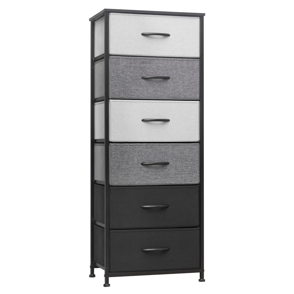 Gray and Black Steel and Fabric Six Drawer Chest By Homeroots | Dressers | Modishstore - 2