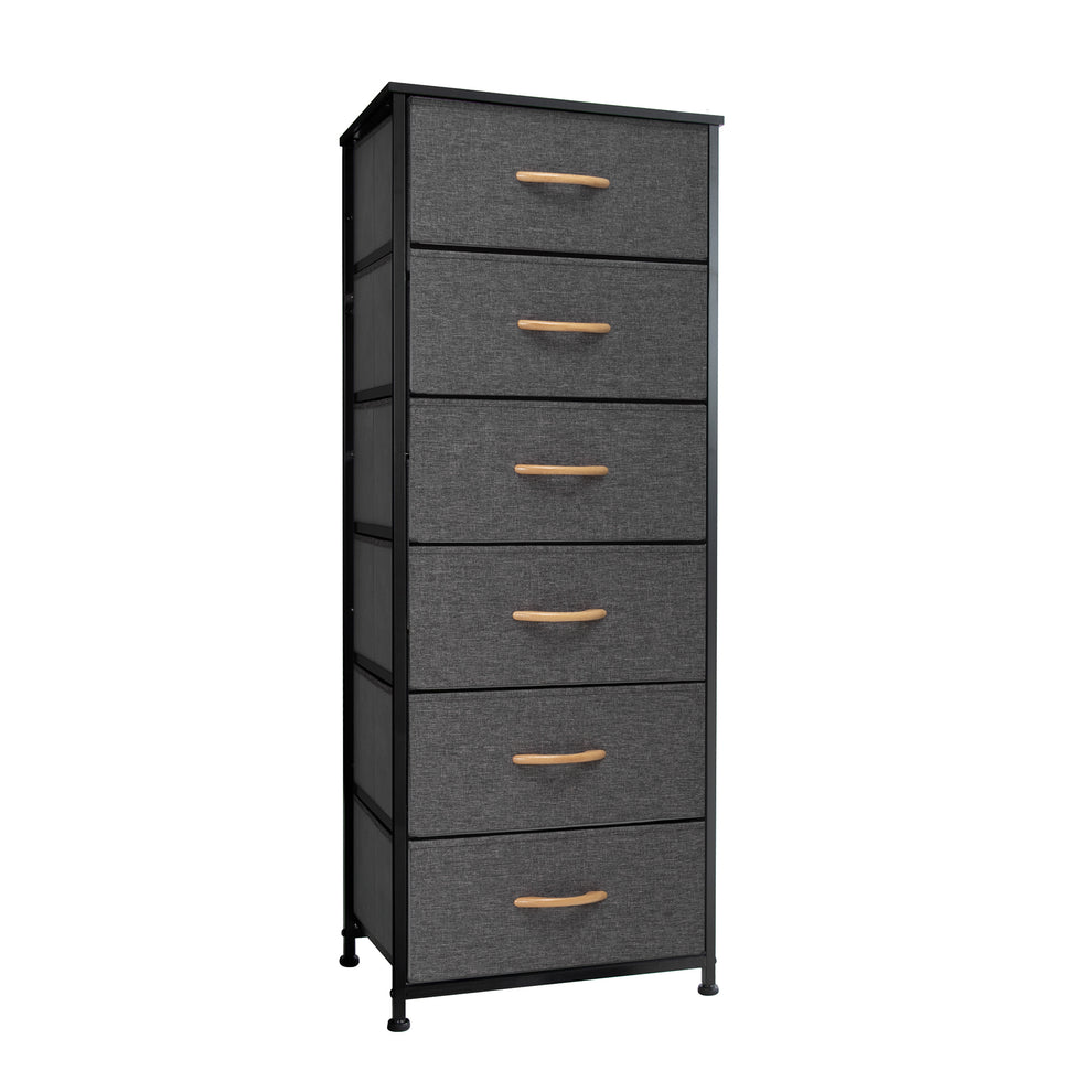 Gray And Black Steel And Fabric Six Drawer Dresser By Homeroots | Dressers | Modishstore - 2
