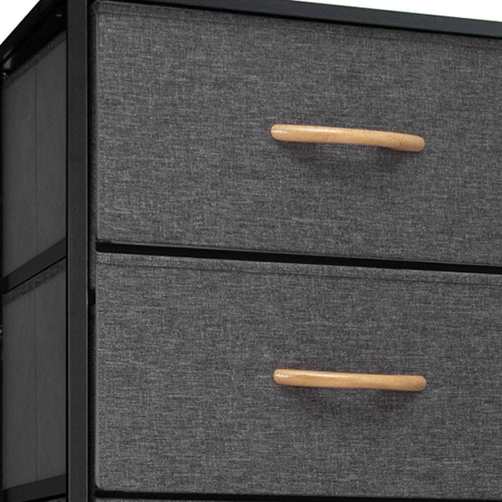 Gray And Black Steel And Fabric Six Drawer Dresser By Homeroots | Dressers | Modishstore - 5