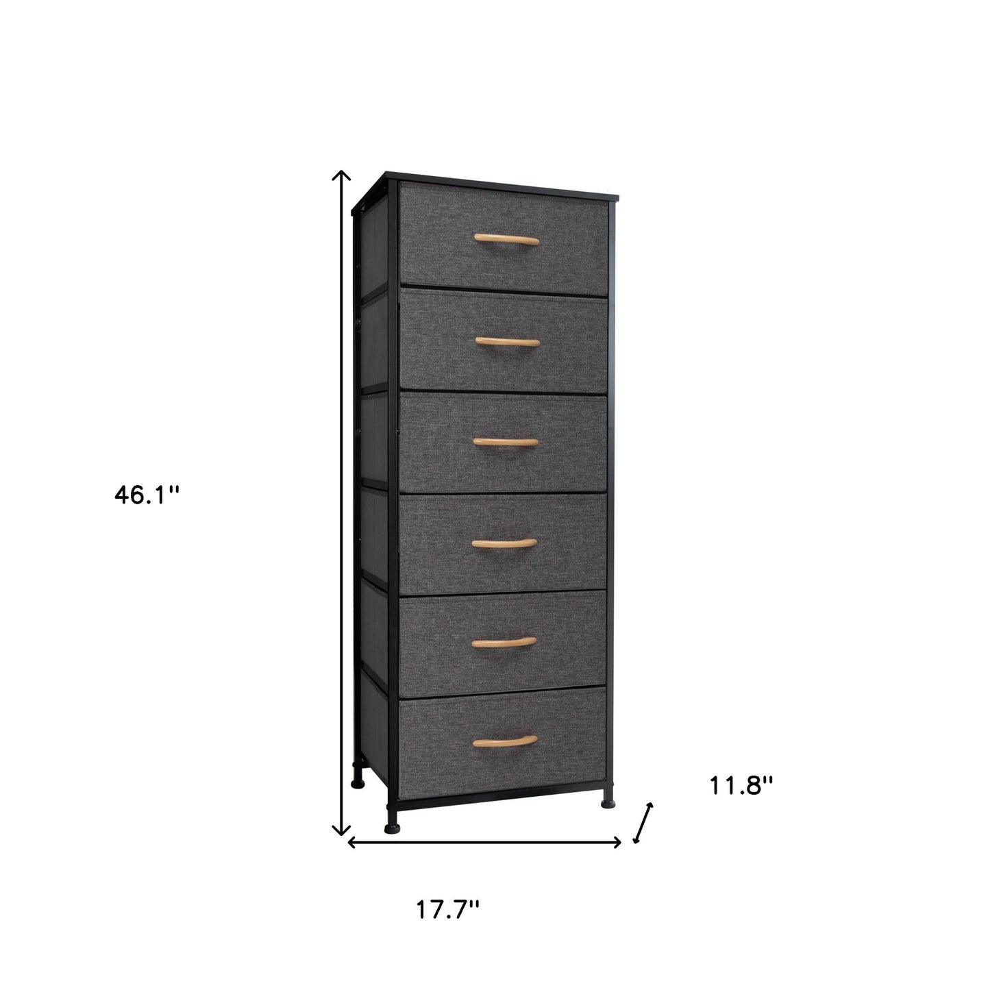 Gray And Black Steel And Fabric Six Drawer Dresser By Homeroots | Dressers | Modishstore - 6