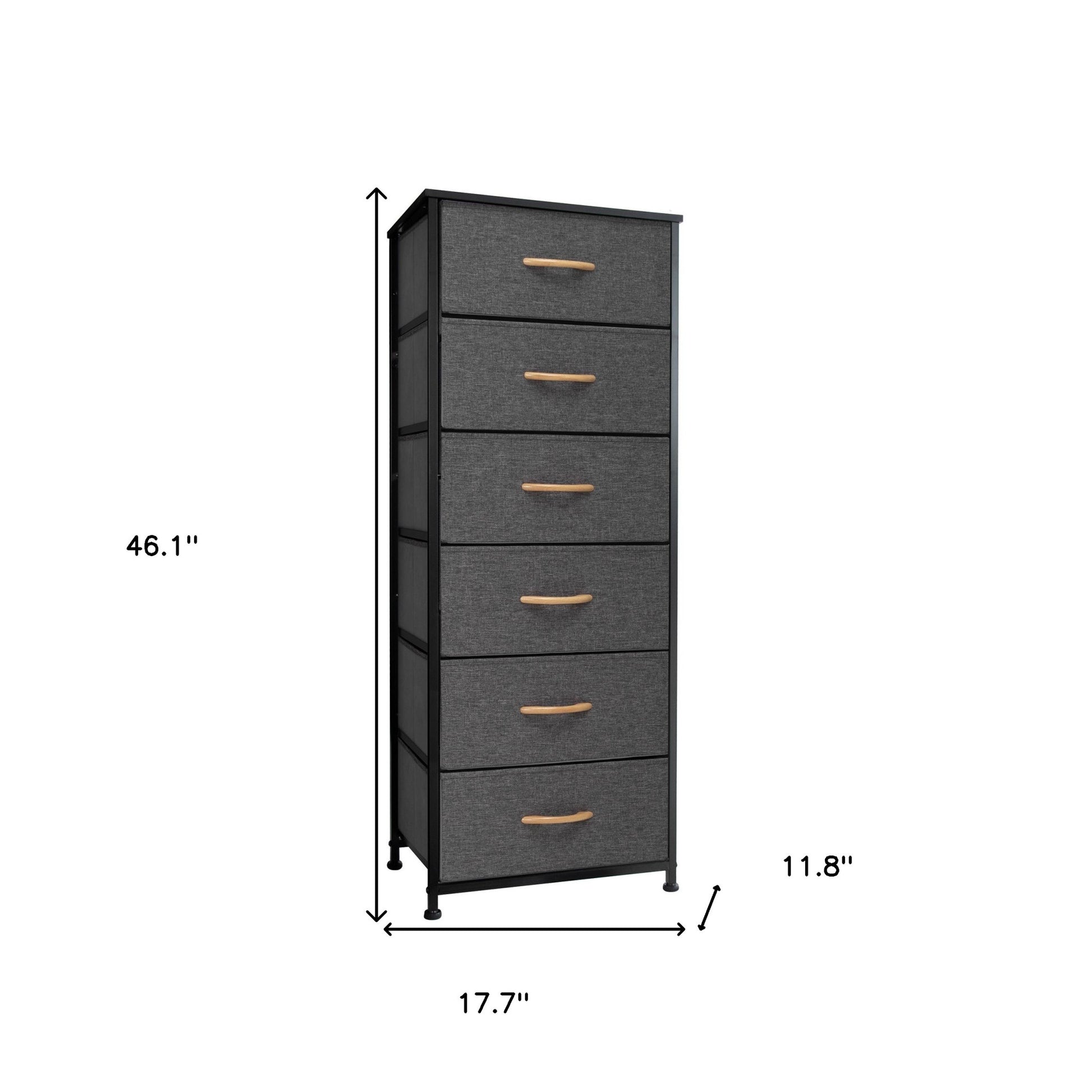 Gray And Black Steel And Fabric Six Drawer Dresser By Homeroots | Dressers | Modishstore - 6