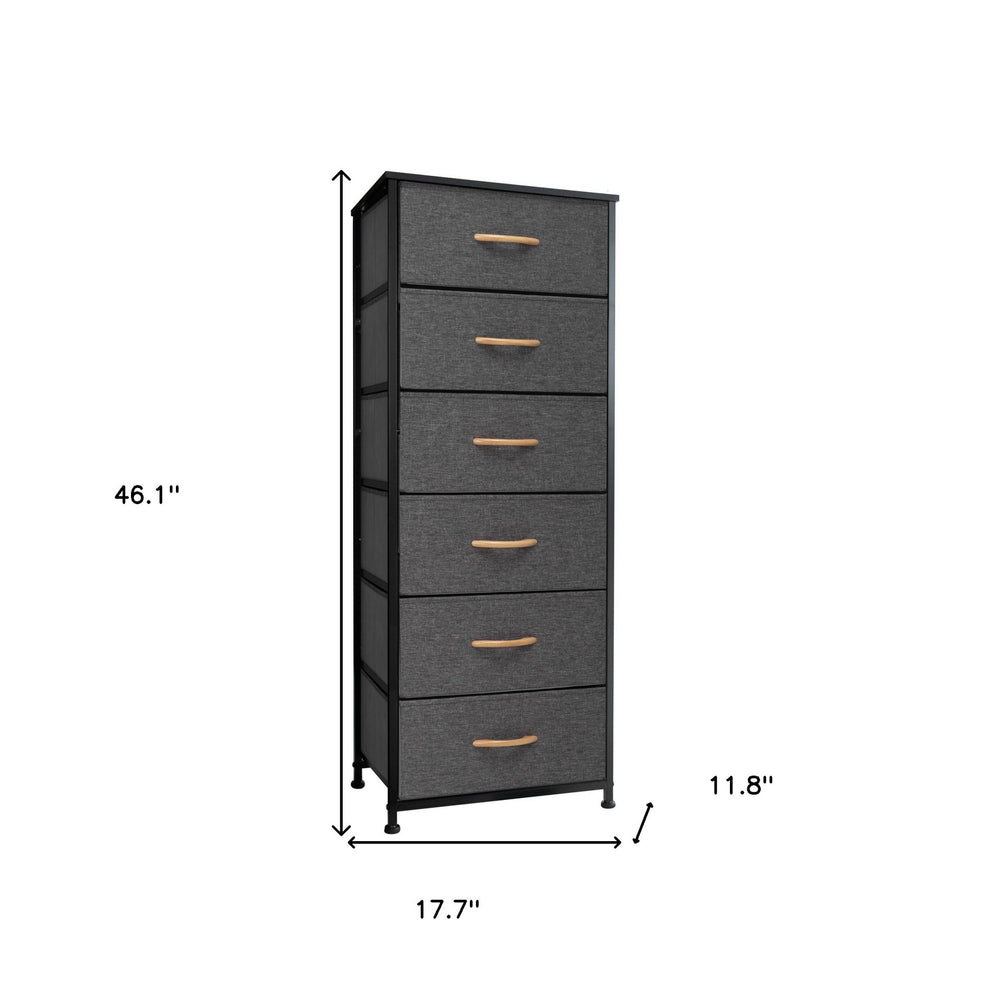 Gray And Black Steel And Fabric Six Drawer Dresser By Homeroots | Dressers | Modishstore - 6