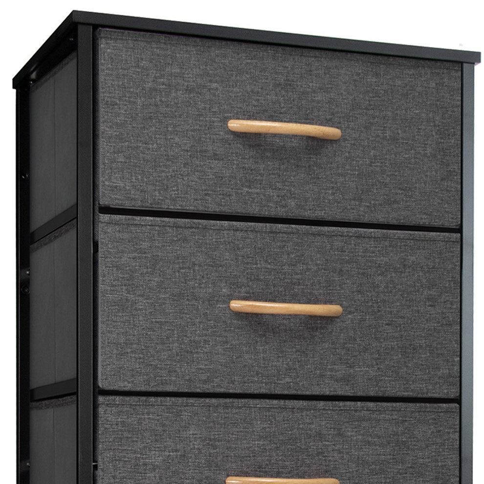 Gray And Black Steel And Fabric Six Drawer Dresser By Homeroots | Dressers | Modishstore - 4