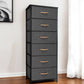 Gray And Black Steel And Fabric Six Drawer Dresser By Homeroots | Dressers | Modishstore - 1