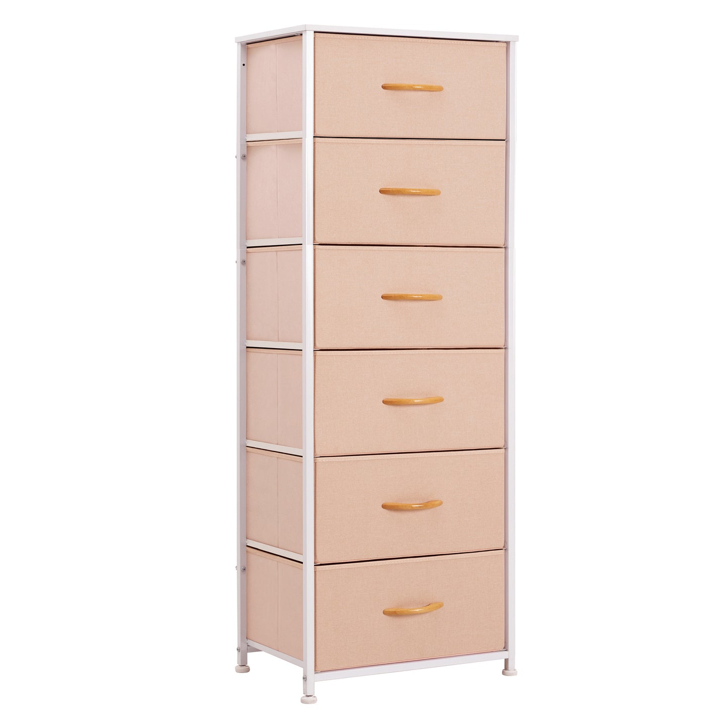 Pink and White Steel and Fabric Six Drawer Chest By Homeroots | Dressers | Modishstore - 1