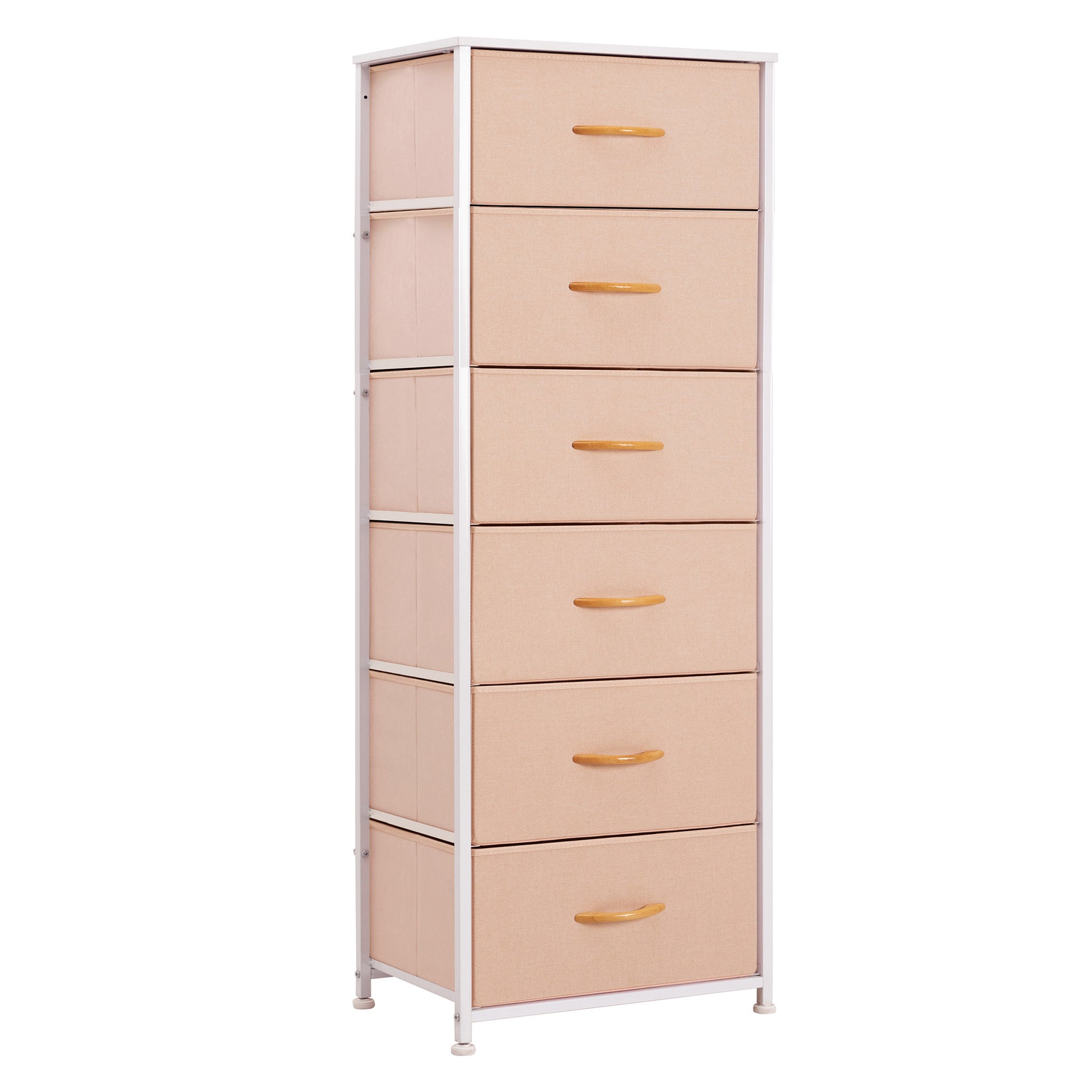 Pink and White Steel and Fabric Six Drawer Chest By Homeroots | Dressers | Modishstore - 1
