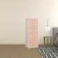 Pink and White Steel and Fabric Six Drawer Chest By Homeroots | Dressers | Modishstore - 2