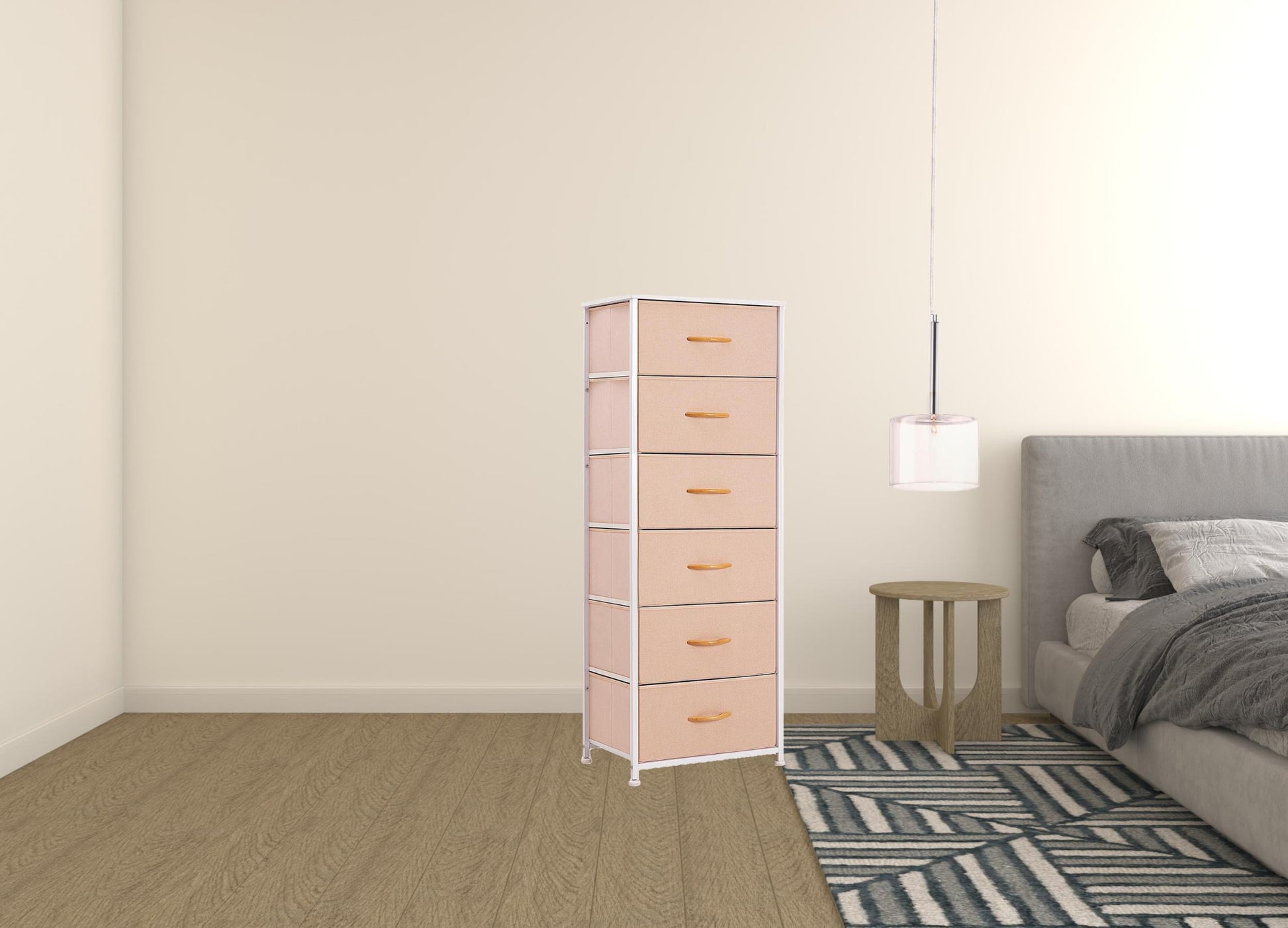 Pink and White Steel and Fabric Six Drawer Chest By Homeroots | Dressers | Modishstore - 2