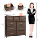 Brown Steel and Fabric Nine Drawer Triple Dresser By Homeroots | Dressers | Modishstore - 4