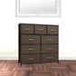 Brown Steel and Fabric Nine Drawer Triple Dresser By Homeroots | Dressers | Modishstore - 2