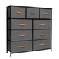 Gray and White Steel and Fabric Nine Drawer Triple Dresser By Homeroots | Dressers | Modishstore - 1