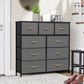 Gray and White Steel and Fabric Nine Drawer Triple Dresser By Homeroots | Dressers | Modishstore - 2