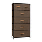 Brown Steel and Fabric Six Drawer Combo Dresser By Homeroots | Dressers | Modishstore - 1
