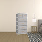 Gray and White Steel and Fabric Six Drawer Chest By Homeroots | Dressers | Modishstore - 2