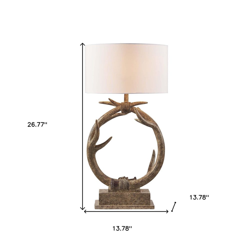 Brown Rustic Faux Antlers Table Lamp With White Drum Shade By Homeroots | Table Lamps | Modishstore - 4