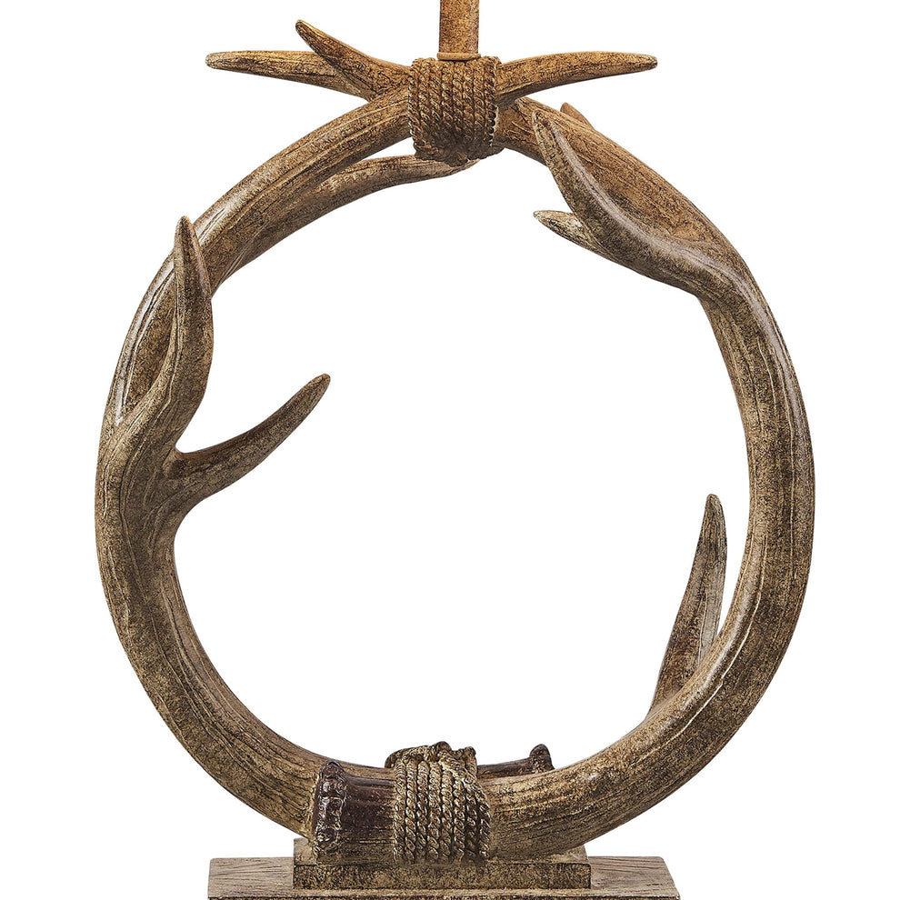 Brown Rustic Faux Antlers Table Lamp With White Drum Shade By Homeroots | Table Lamps | Modishstore - 2