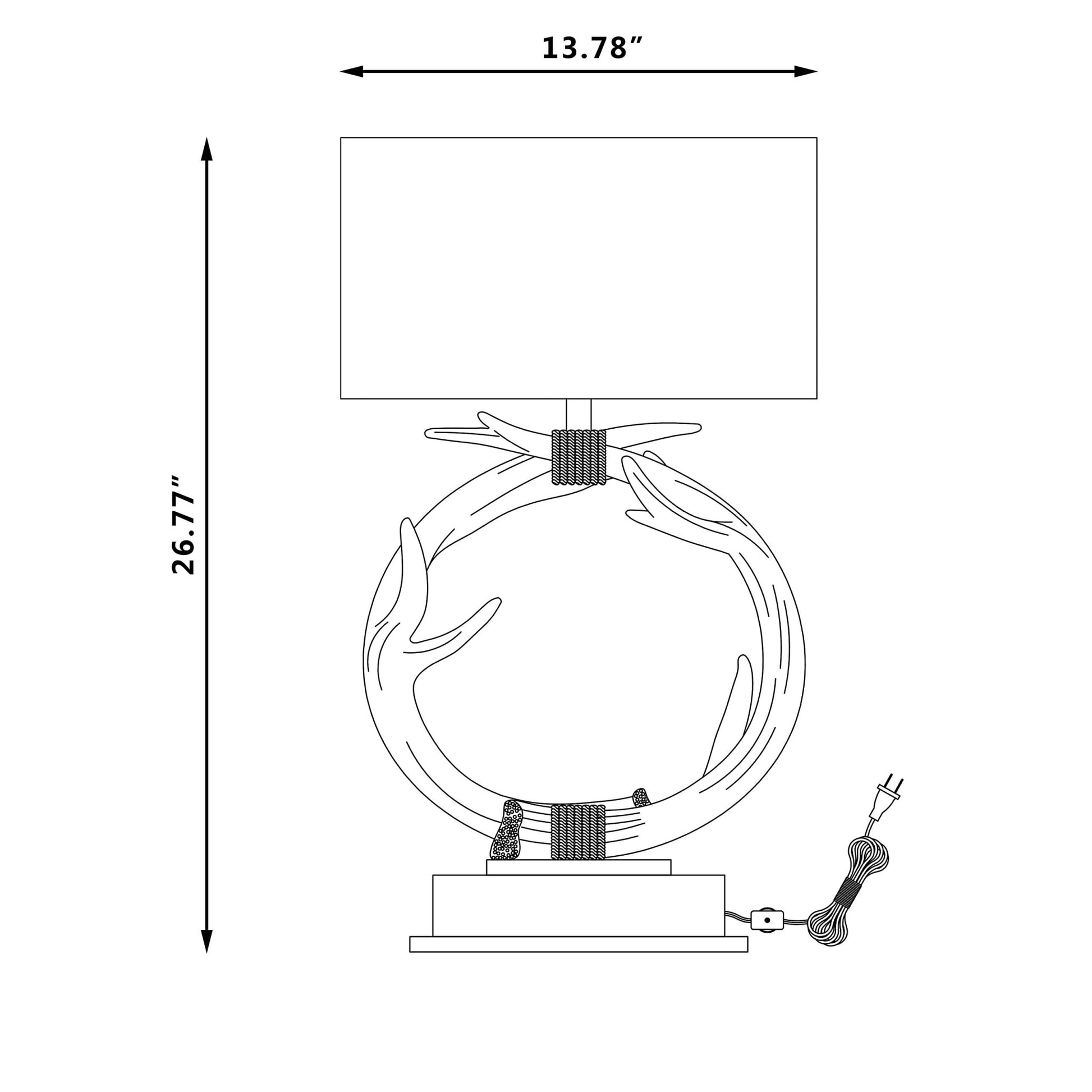 Brown Rustic Faux Antlers Table Lamp With White Drum Shade By Homeroots | Table Lamps | Modishstore - 5