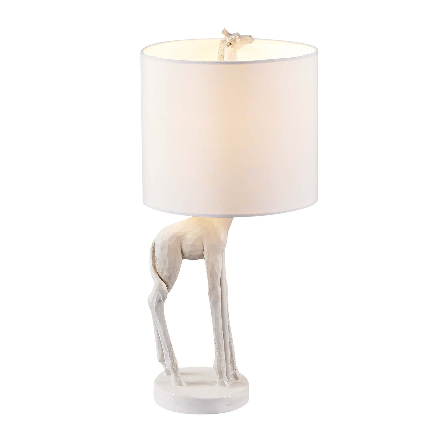 White Textured Giraffe Table Lamp With White Drum Shade By Homeroots | Table Lamps | Modishstore - 2