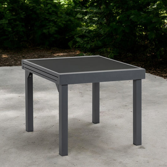 Gray Square Glass Extendable Outdoor Side Table By Homeroots | Outdoor Tables | Modishstore - 1